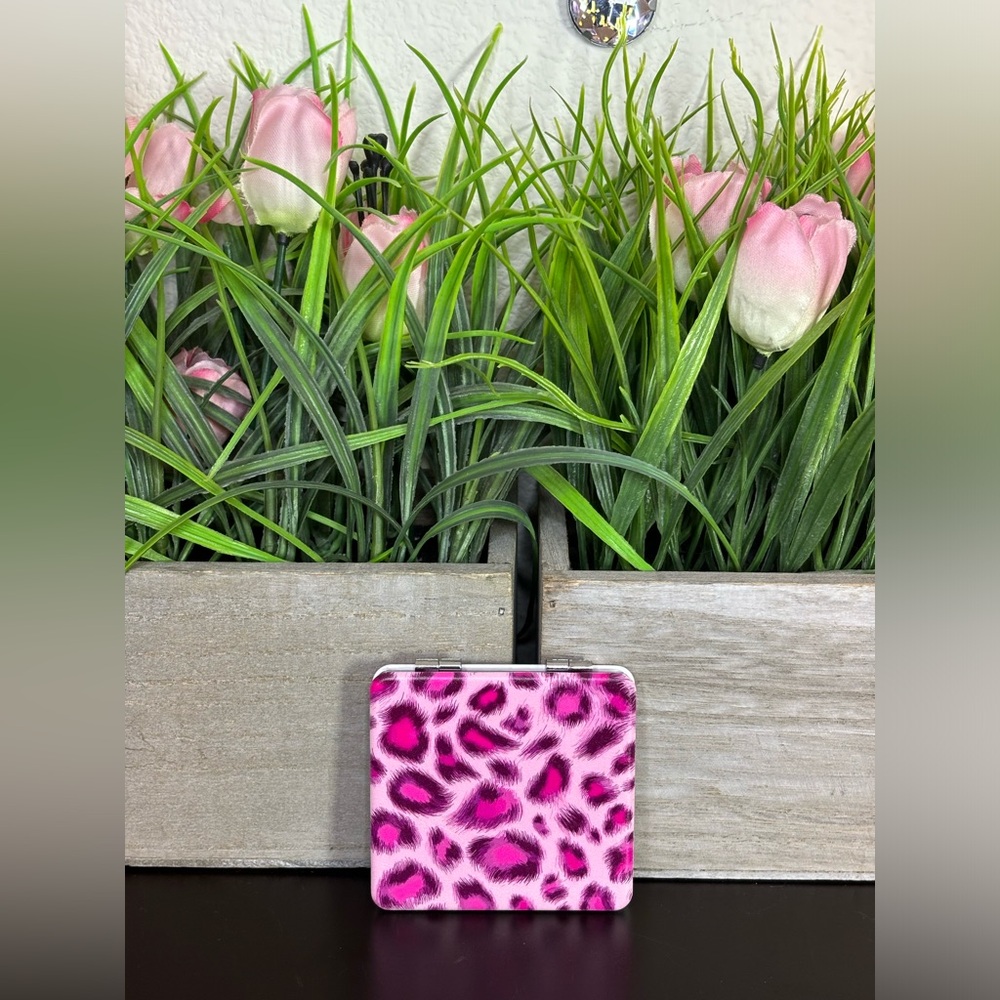 New! Pink Leopard Print double sided mirror